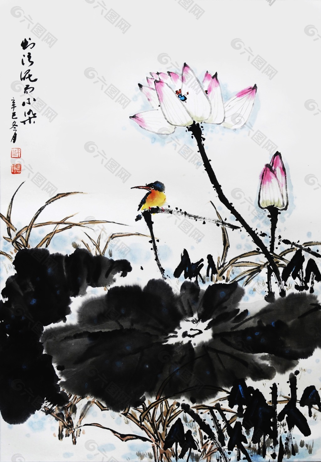 水墨 工笔画 莲花