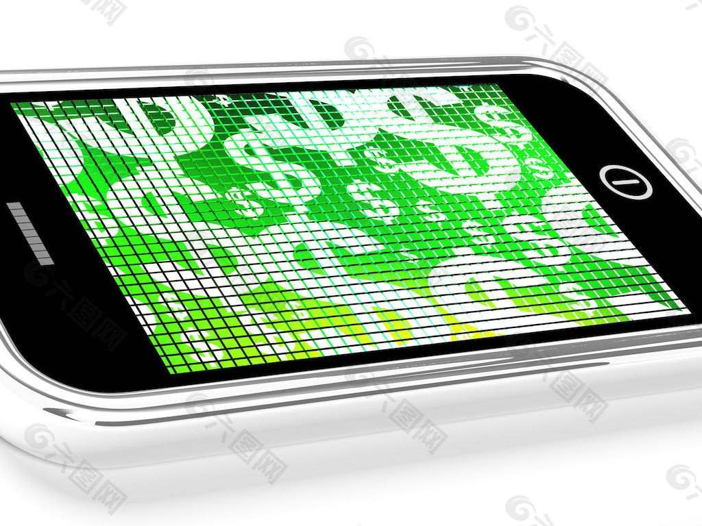 手机屏幕上显示的金钱或财富美元