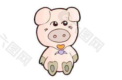 卡通生肖猪年素材-可爱小猪娃娃矢量图30