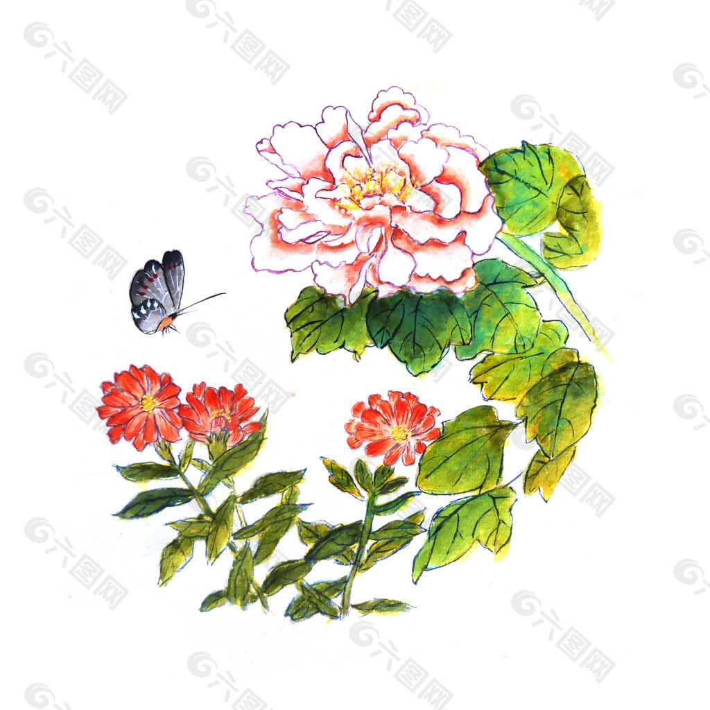 位图 植物 写意花卉 花朵 牡丹 免费素材