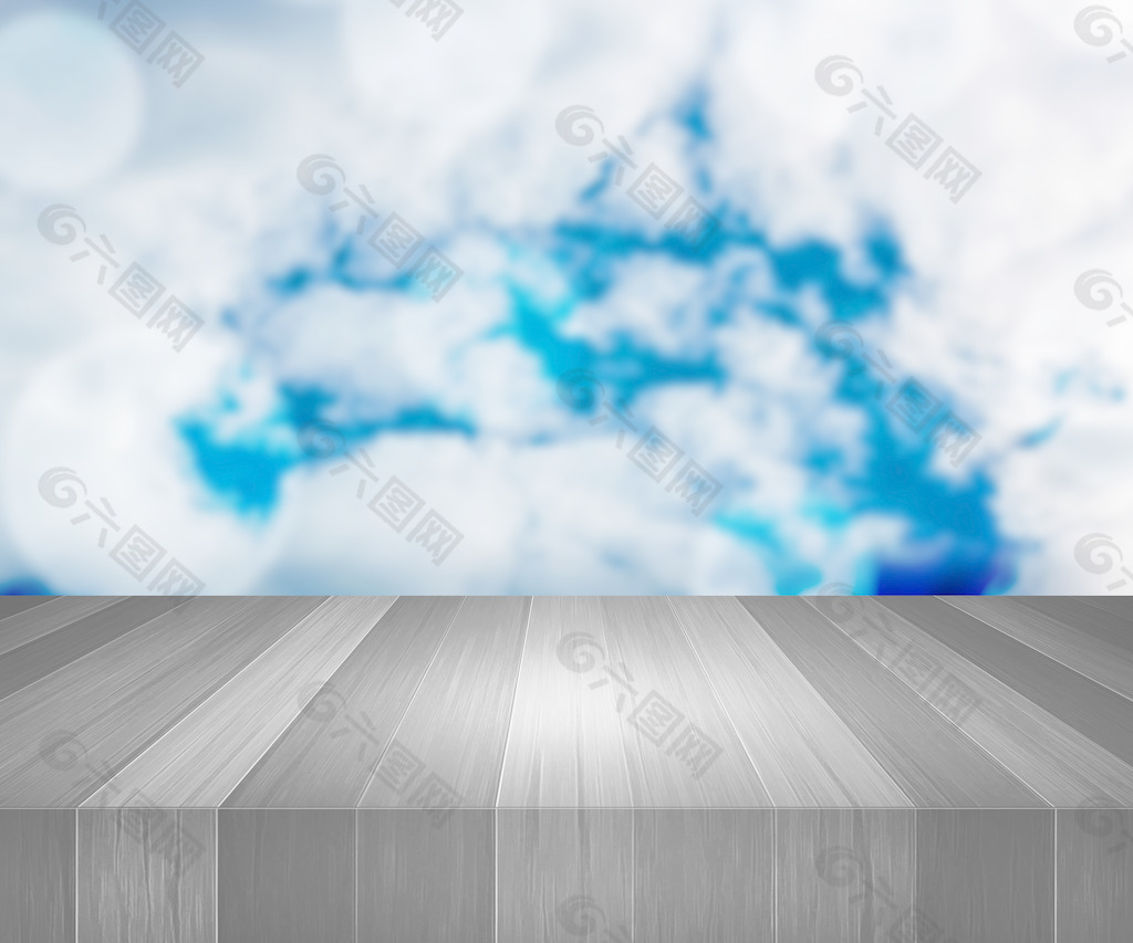 木制舞台背景天空