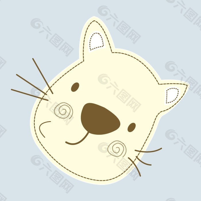 印花矢量图 T恤图案 可爱卡通 动物头 猫 免费素材