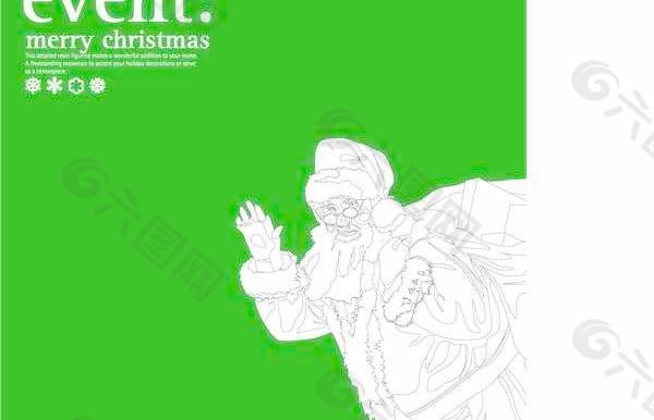 韩国线描版圣诞老人AI源码矢量图