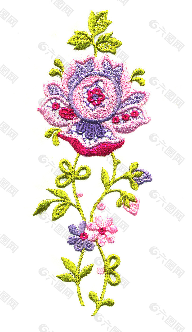 绣花 花纹 植物花纹 花朵 藤蔓 免费素材