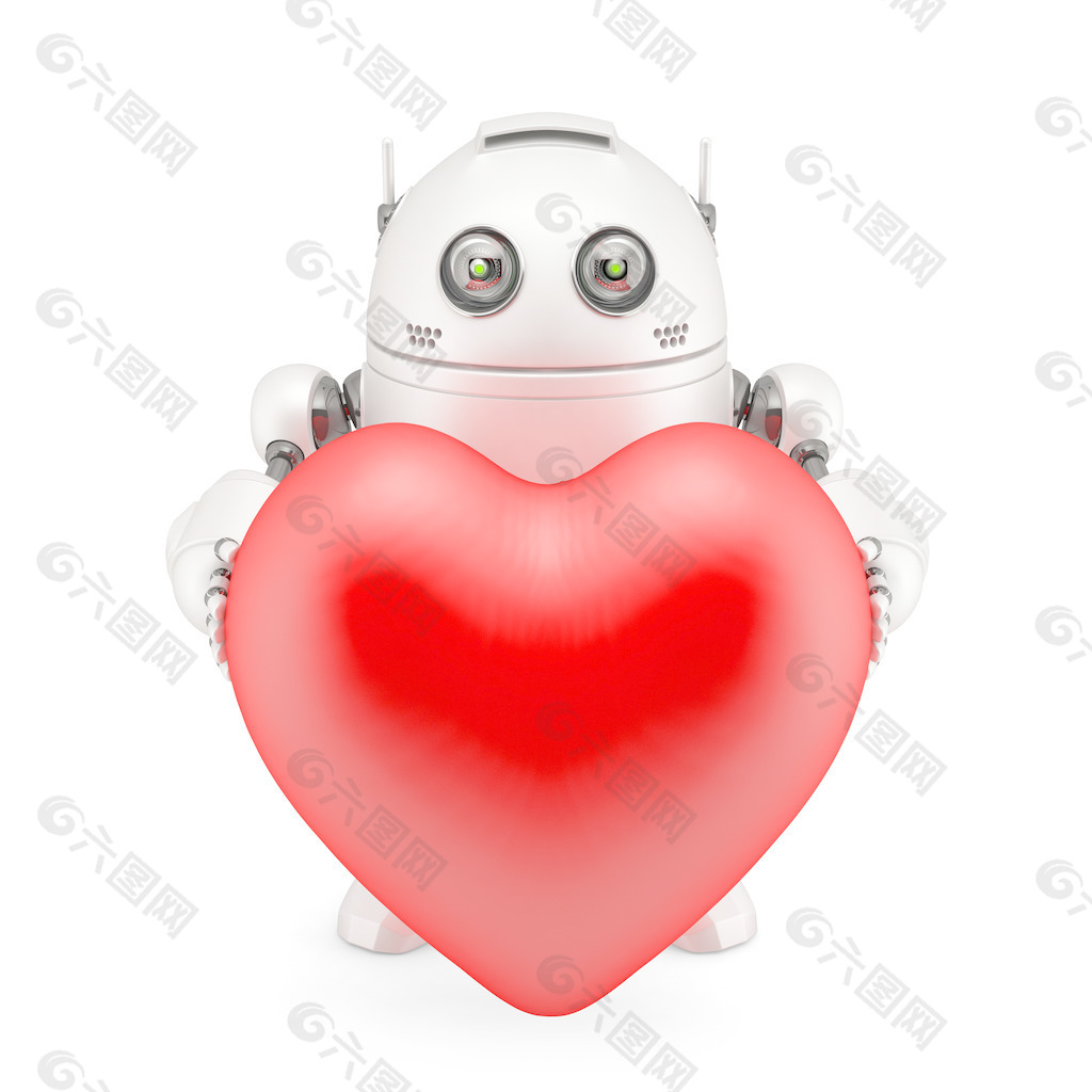 机器人抱着一个红色的心