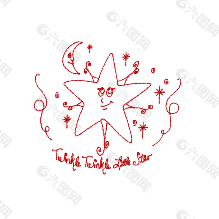 绣花 节日元素 圣诞节 星星 月亮 免费素材