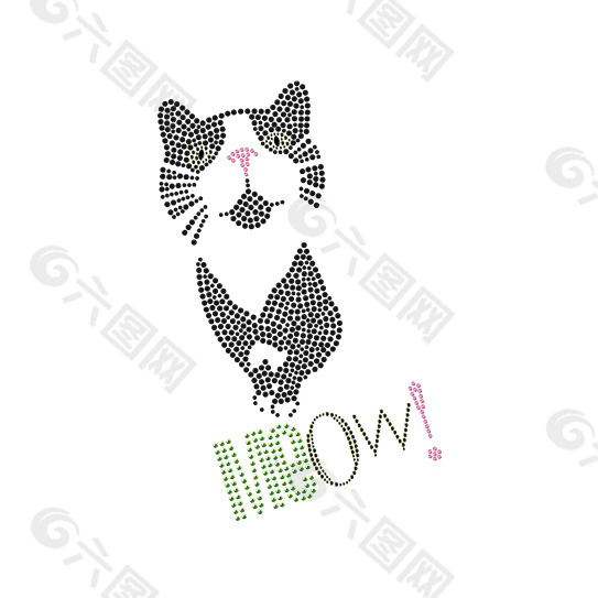 烫钻 动物 小猫 文字 英文 免费素材