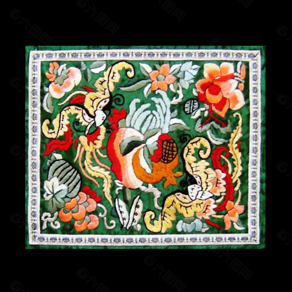 绣花 刺绣 中国风 动物 蝙蝠 免费素材