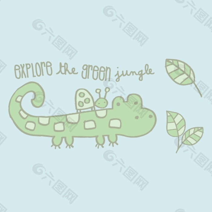 印花矢量图 T恤图案 图文结合 卡通动物 鳄鱼 免费素材
