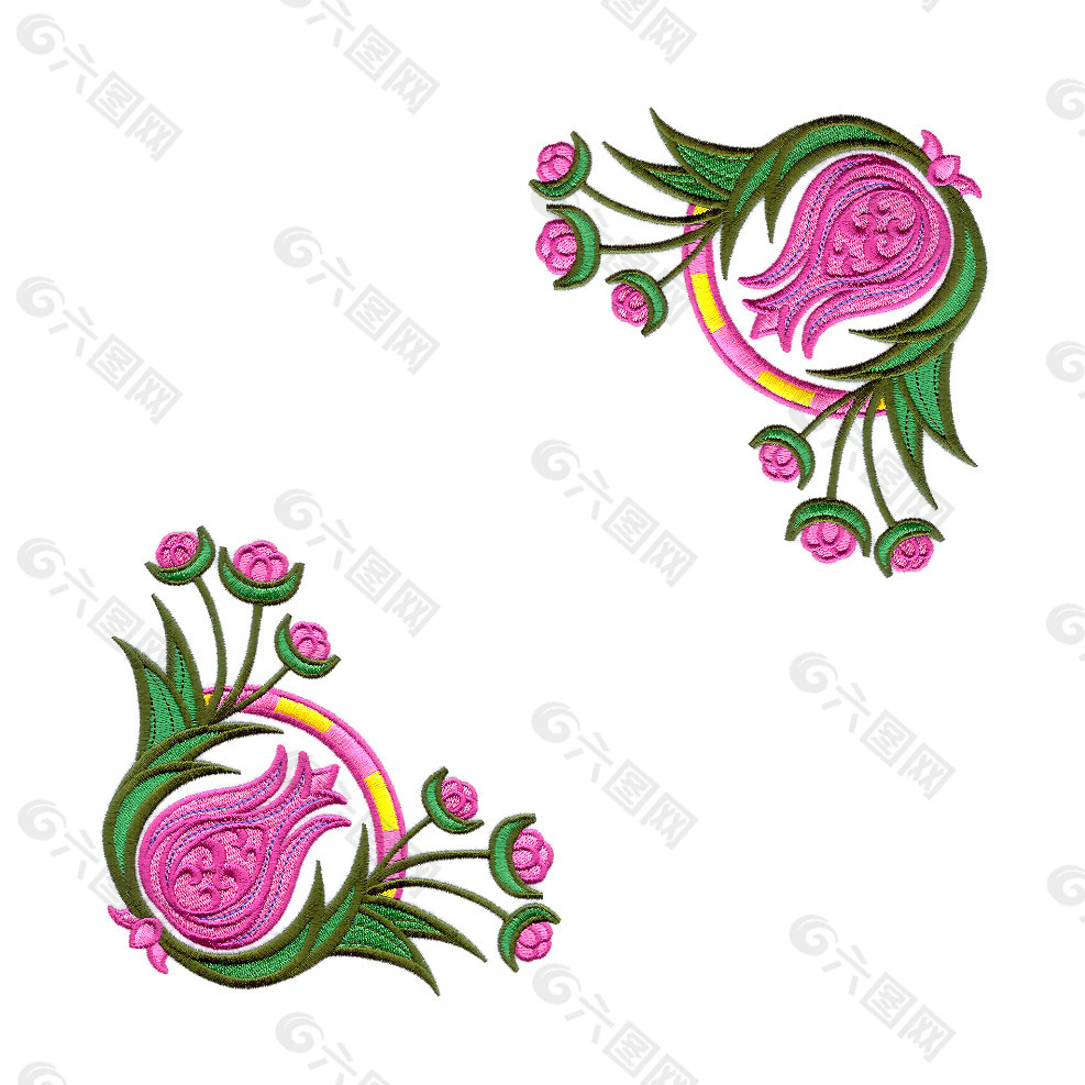 绣花 花边 植物 花朵 免费素材