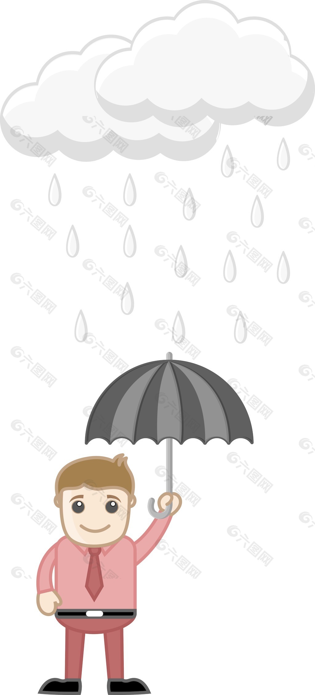 在下雨的人拿着一把伞