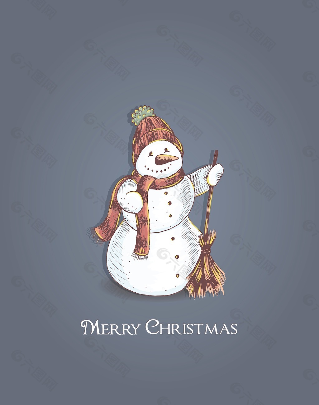 圣诞节插画矢量与雪人