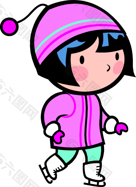 滑雪的小女孩插图
