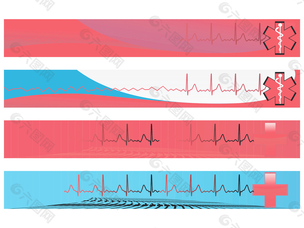 向量网2 0横幅与医学标志设置为2