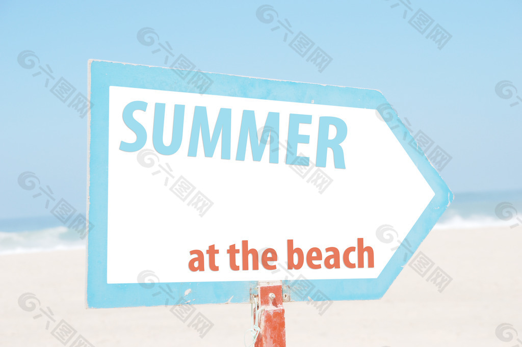 在夏季海滩标志