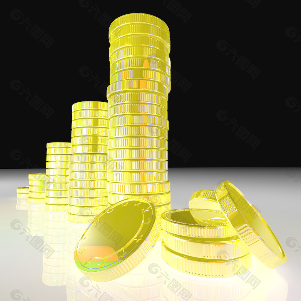 硬币显示成功的商业堆