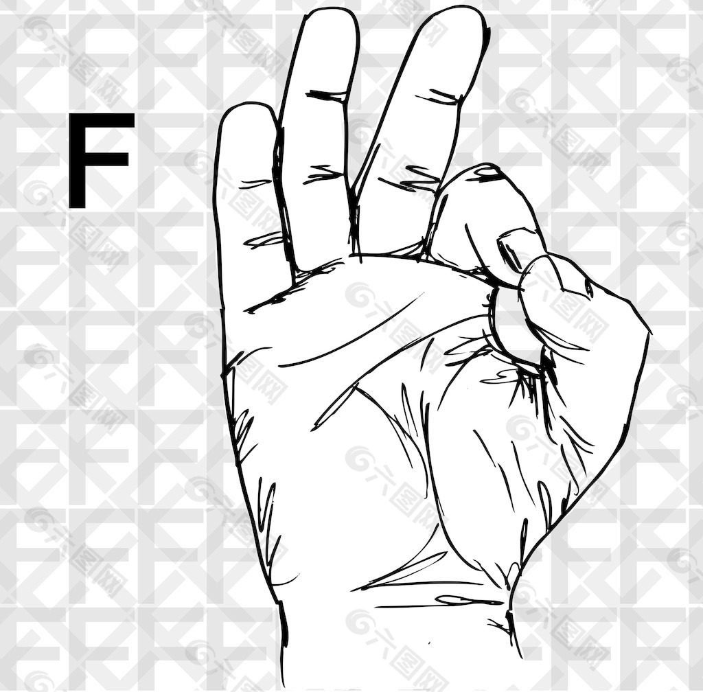 手语手势示意图设计元素素材免费下载(图片编号:3467895)-六图网