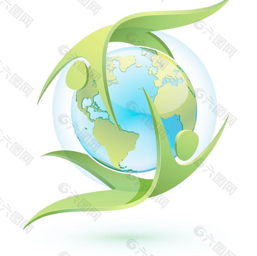 绿色环保生态舞蹈人物 地球图片