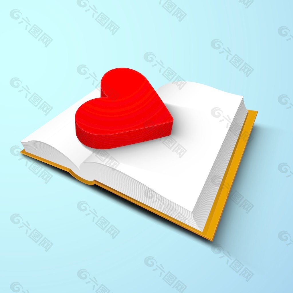 在笔记本的3D红色的心