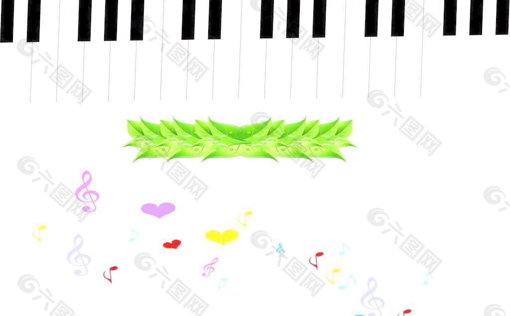 钢琴 树叶 音符图片