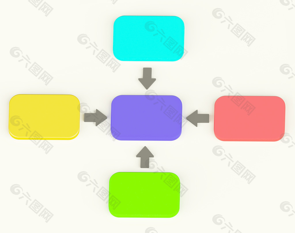 四箭或插图的彩色图显示过程