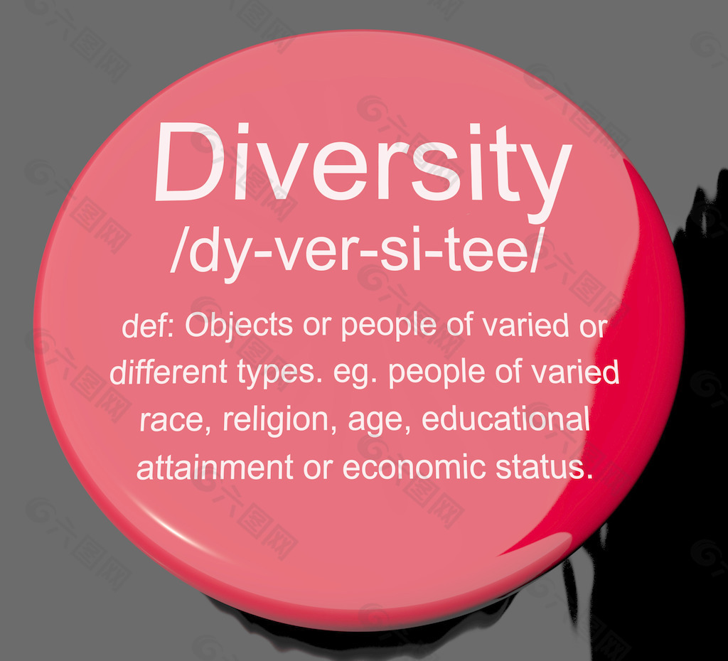 多样性定义按钮呈现出不同的多样化和混合种族
