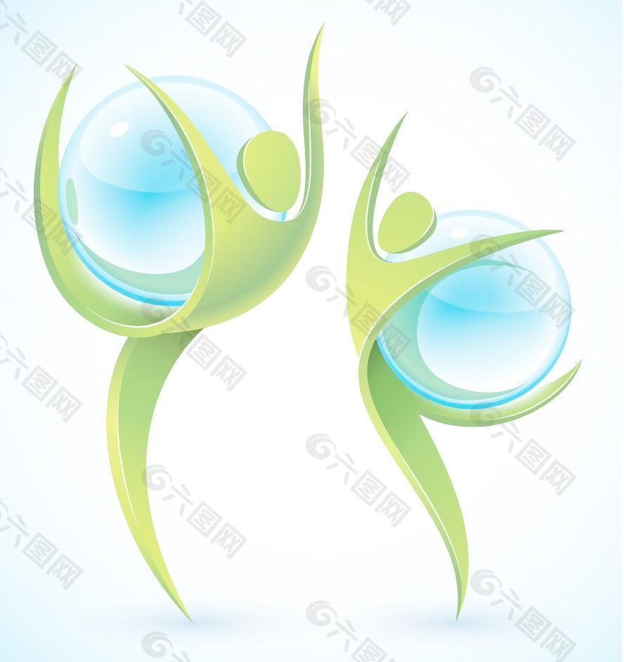 绿色环保舞蹈人物水珠水滴图片