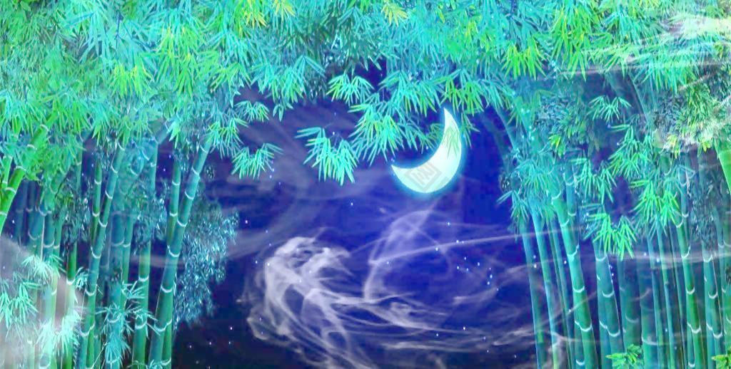 月色竹林动态背景图片