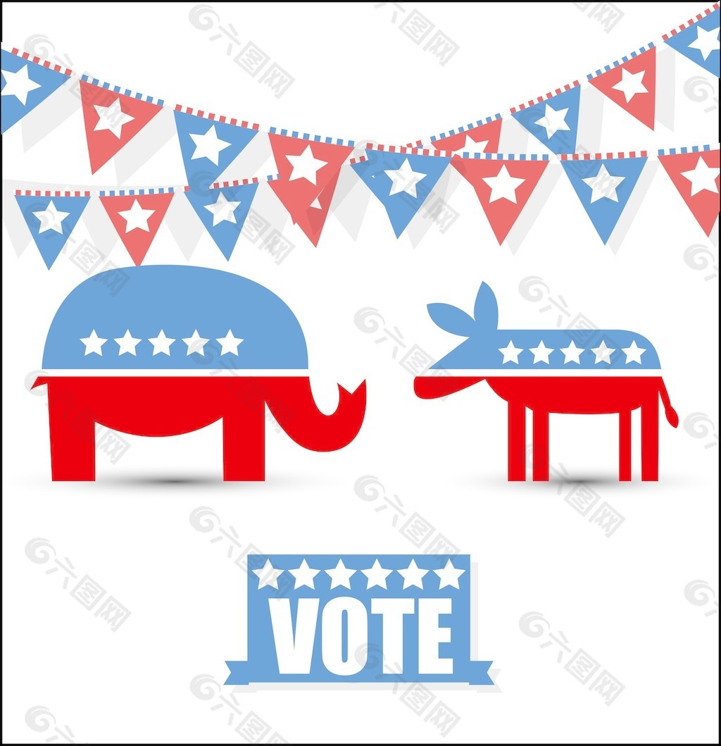 美国选举日节矢量图形符号集
