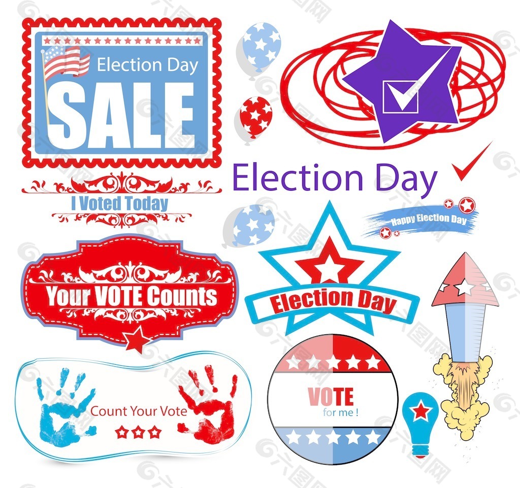 美国选举当天销售图形集