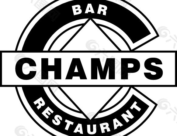 Champs Bar Restaurant logo设计欣赏 香榭丽舍酒吧餐厅标志设计欣赏