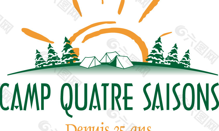 Camp Quatre Saisons logo设计欣赏 坎普奎特雷涛湾标志设计欣赏