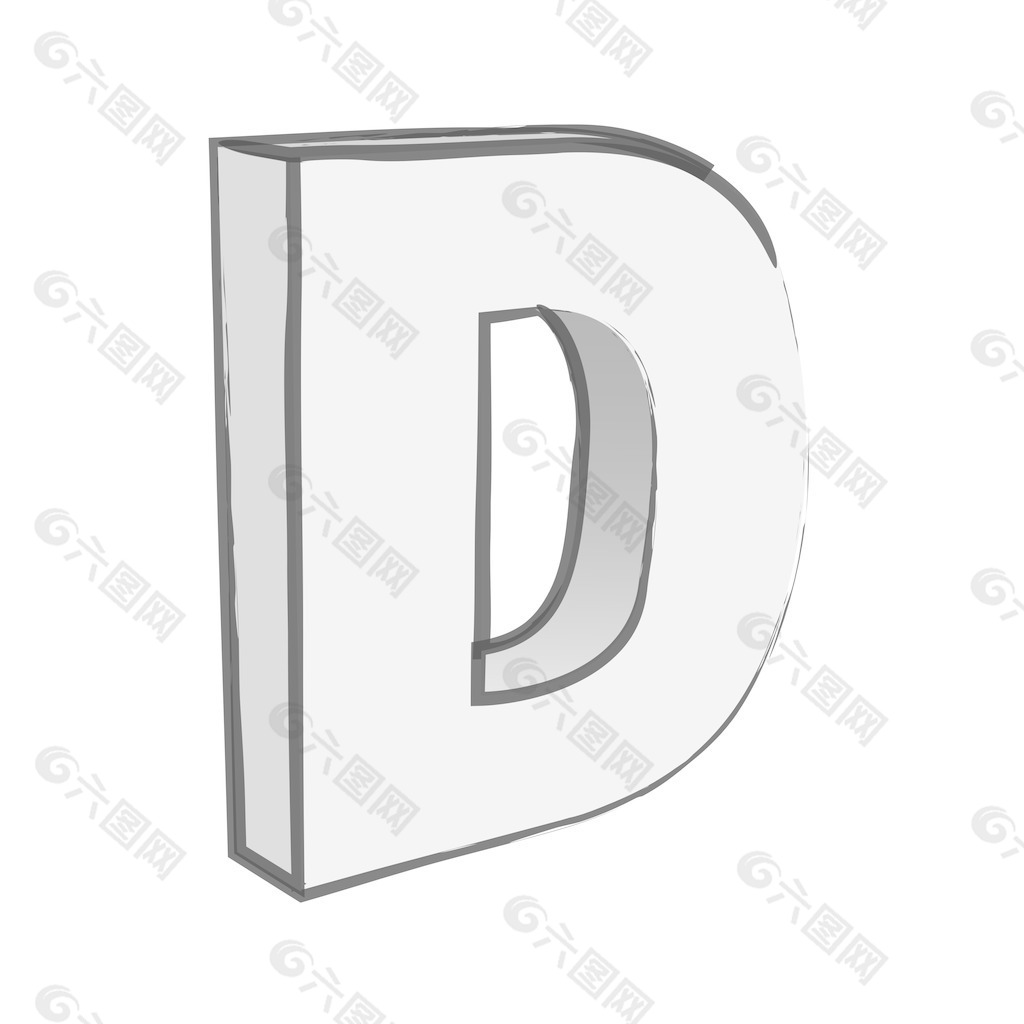 复古的3D字母D文本向量