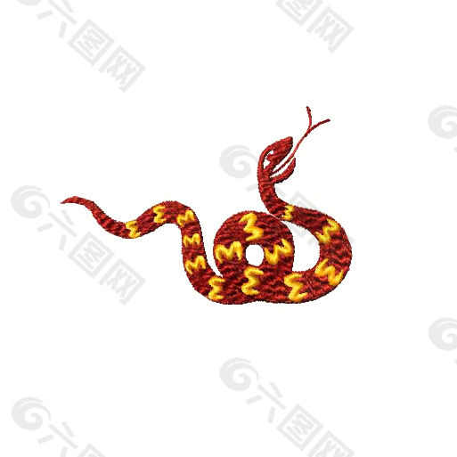 绣花 动物 十二生肖 蛇 免费素材