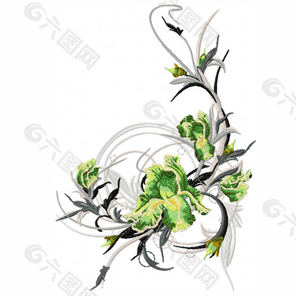 绣花 植物 花卉 花朵 免费素材