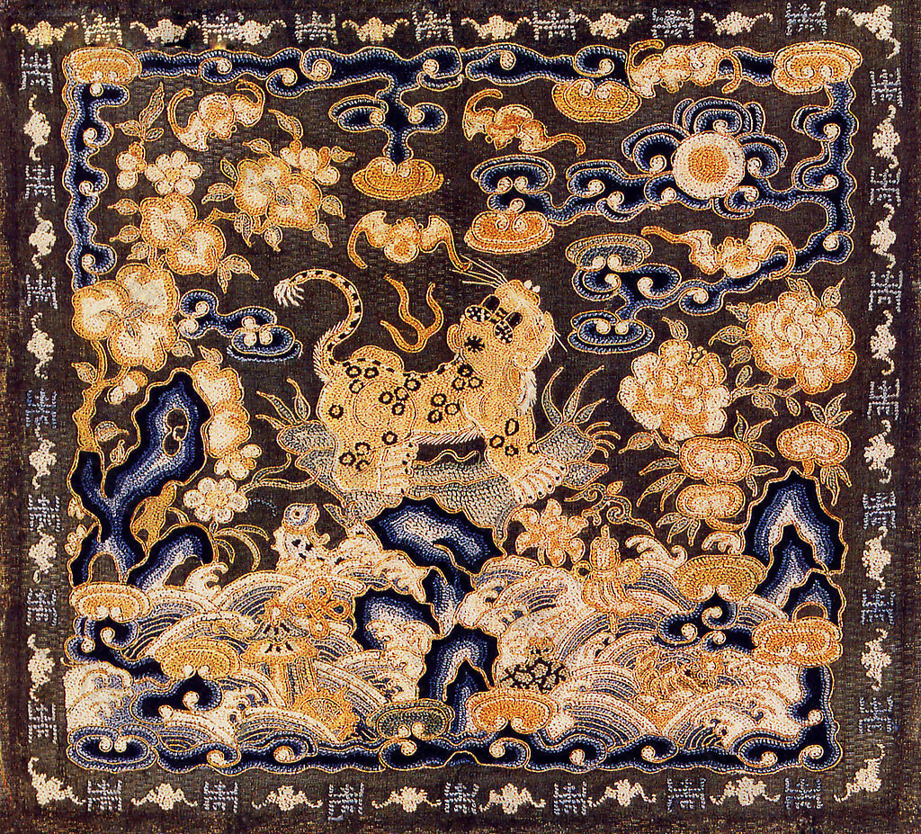刺绣 狮子 云纹 祥云 免费素材