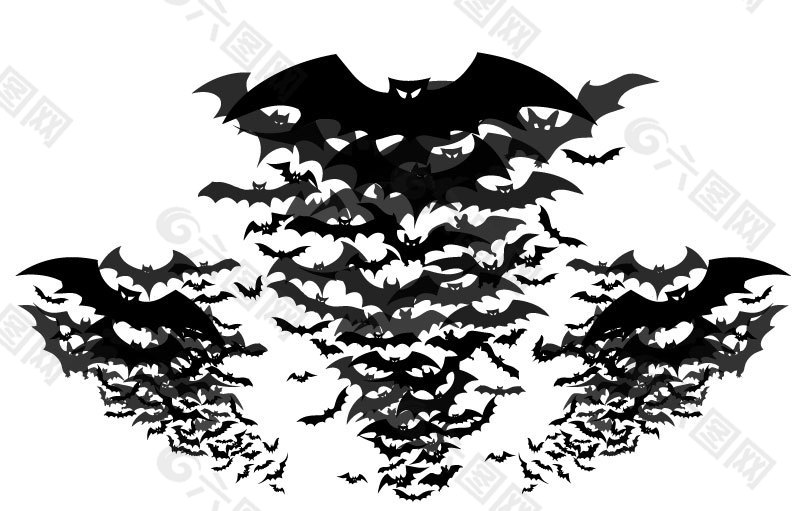 蝙蝠群剪影矢量素材