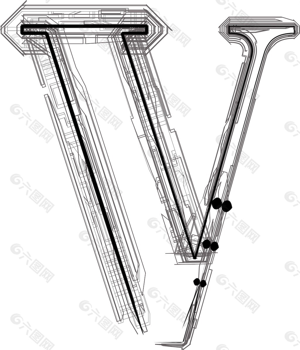 字体的字母V技术