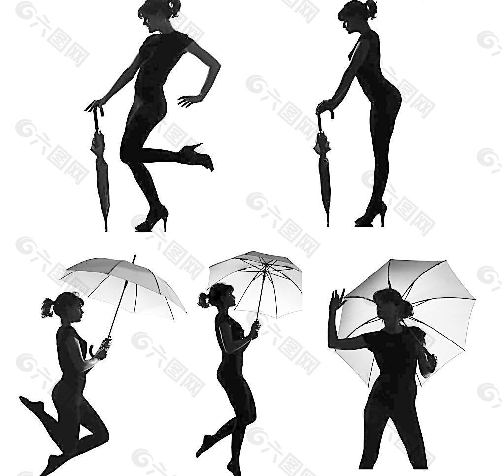 花样姿势雨伞美女图片
