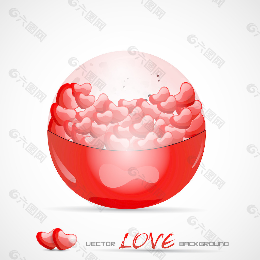 矢量插画红色水晶球充满的心