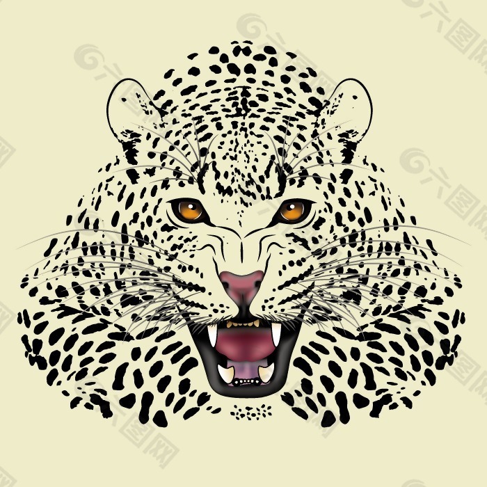 印花矢量图 动物 猎豹 色彩 黑色 免费素材