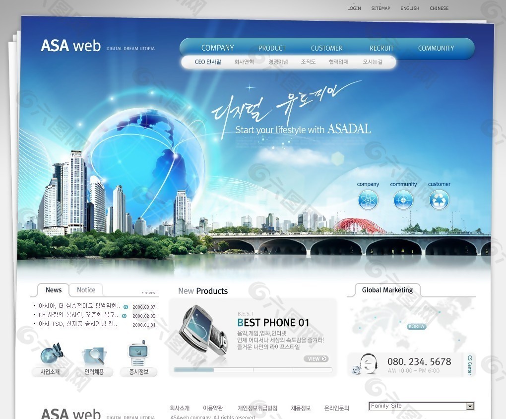全球通信产品营销网页模板