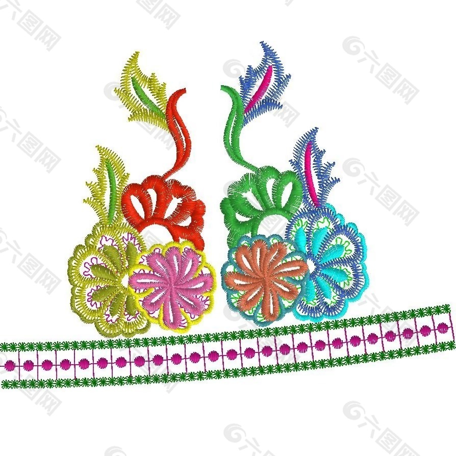 绣花 花纹 花朵 花边 免费素材