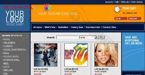 欧美音乐唱片CD销售网站模板