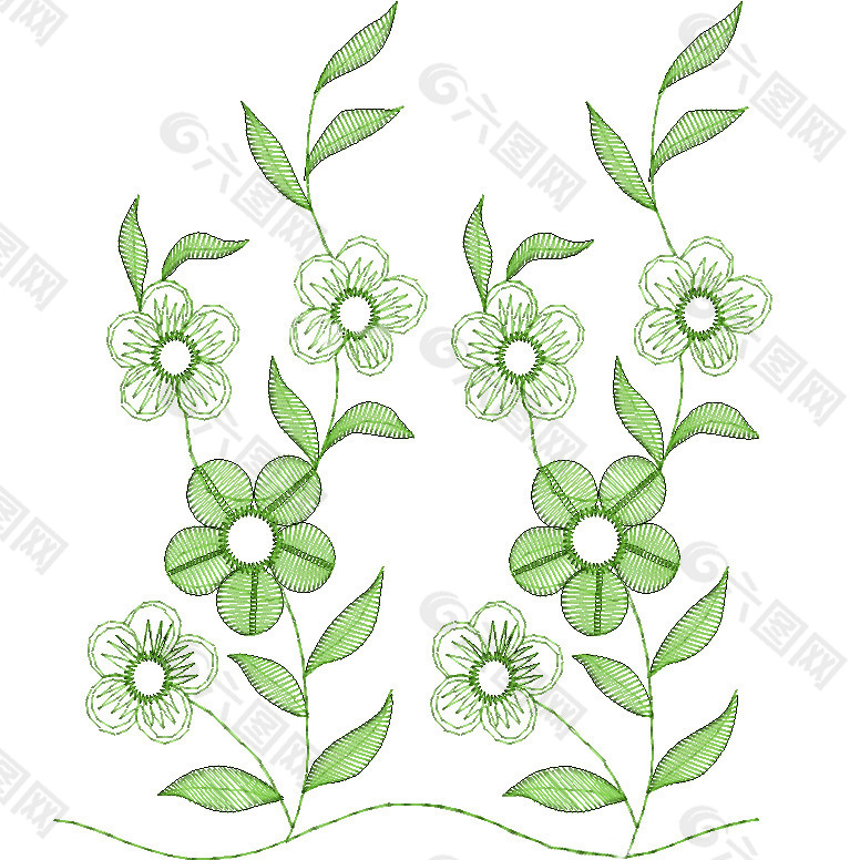绣花 花纹 花朵 叶子 免费素材