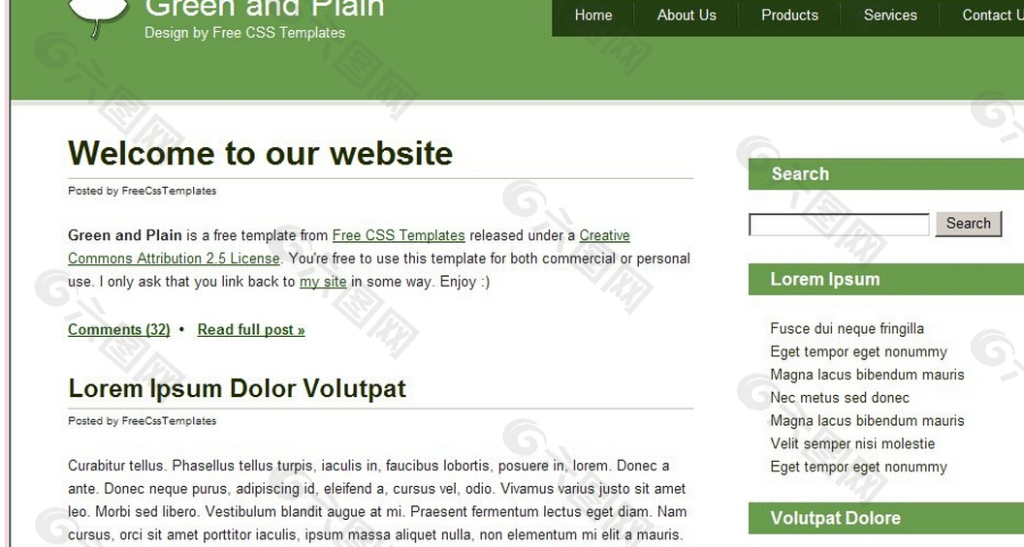 绿色简单信息网页模板