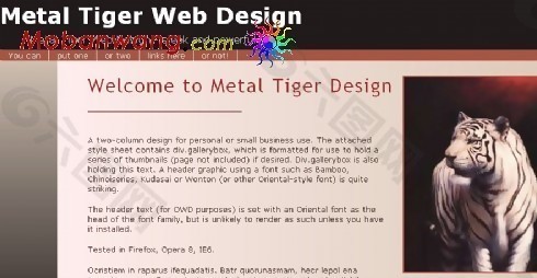 金属虎信息介绍网页模板