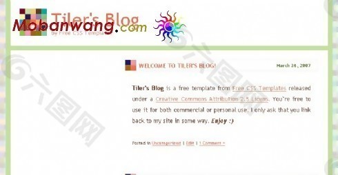 彩色马赛克背景BLOG网页模板