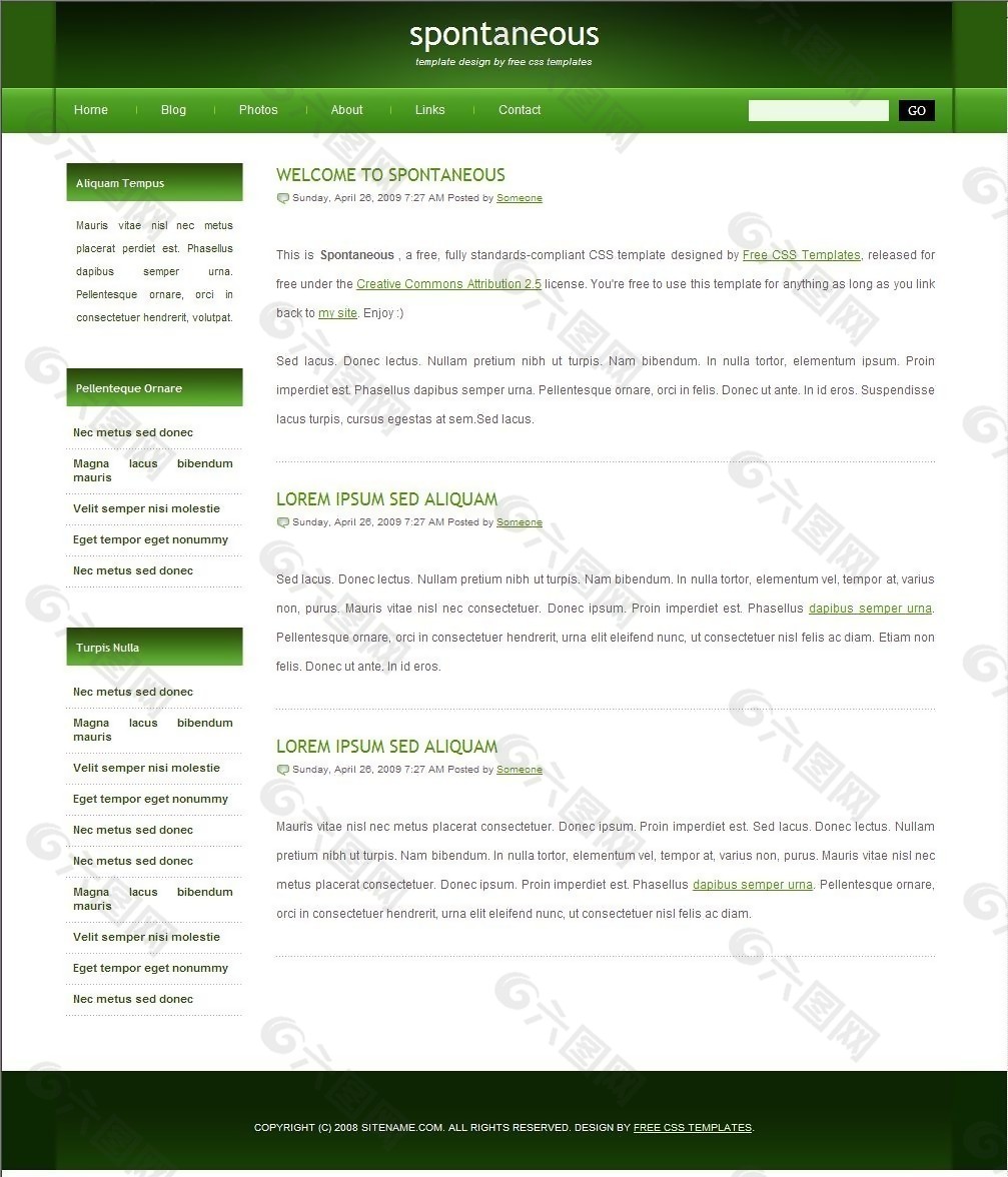 绿色自然日志网页模板