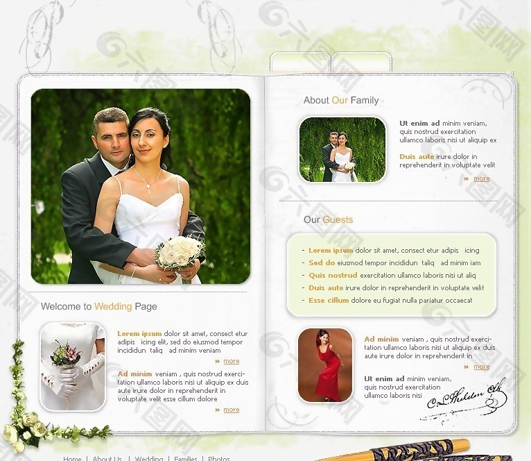 婚礼公告板网页模板